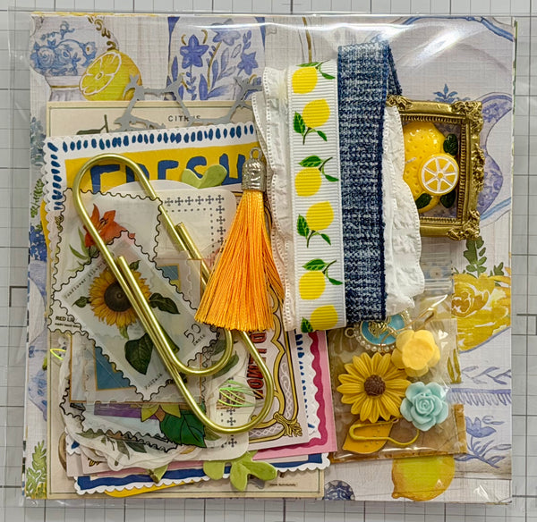 Mediterranean - Lemon  - sunflowers - Junk Journal or Scrapbook Kit  - Only 1 Available