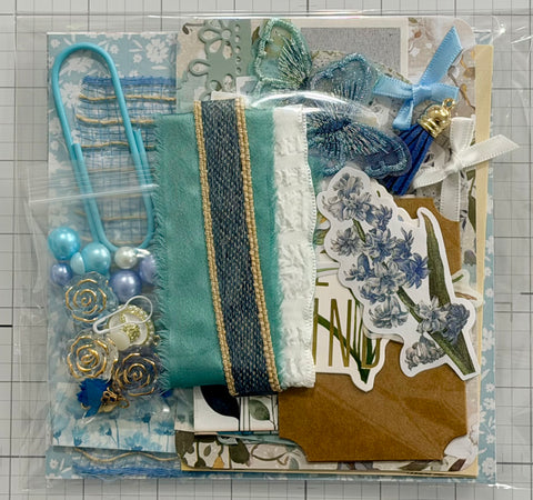 Blues - Floral - Junk Journal or Scrapbook Kit  - Only 1 Available