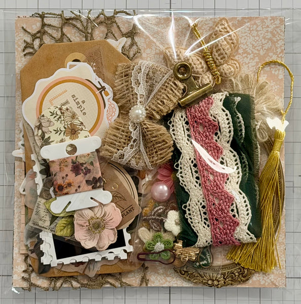 Warm Colors - Rose - Green - Brown - Florals - Junk Journal or Scrapbook Kit  - Only 1 Available