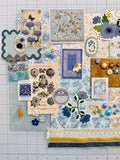 Blues - Gold - Florals - Junk Journal or Scrapbook Kit  - Only 1 Available