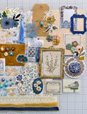 Blues - Gold - Florals - Junk Journal or Scrapbook Kit  - Only 1 Available