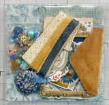 Blues - Gold - Florals - Junk Journal or Scrapbook Kit  - Only 1 Available