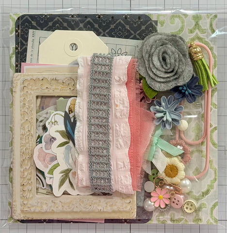 Blues - Pinks - Florals - Junk Journal or Scrapbook Kit  - Only 1 Available