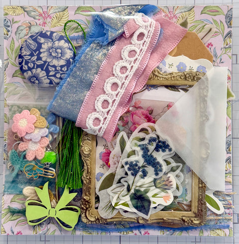 Soft Blues - Soft Pinks - Flowers - Junk Journal or Scrapbook Kit  - Only 1 Available