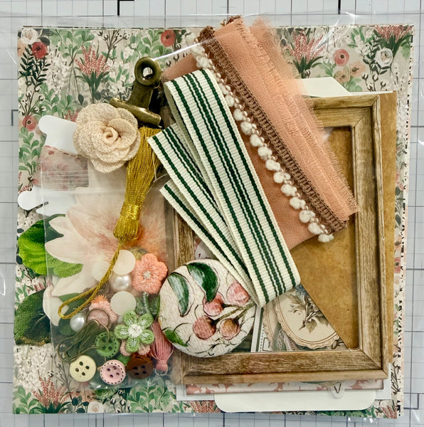 Greens - Soft Pinks - Flowers - Junk Journal or Scrapbook Kit  - Only 1 Available