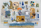 Blues - Gold - Browns - Floral - Junk Journal or Scrapbook Kit  - Only 1 Available