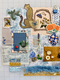 Blues - Gold - Browns - Floral - Junk Journal or Scrapbook Kit  - Only 1 Available