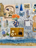 Blues - Gold - Browns - Floral - Junk Journal or Scrapbook Kit  - Only 1 Available