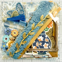 Blues - Gold - Browns - Floral - Junk Journal or Scrapbook Kit  - Only 1 Available