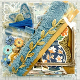 Blues - Gold - Browns - Floral - Junk Journal or Scrapbook Kit  - Only 1 Available
