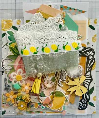 Lemons - Floral - Junk Journal or Scrapbook Kit  - Only 1 Available