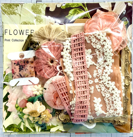 Pink - Brown - Floral - Junk Journal or Scrapbook Kit  - Only 1 Available