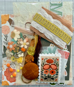 Browns - Corals - Yellow - Junk Journal or Scrapbook Kit  - Only 1 Available