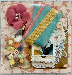 Pinks - Corals - Blues - Florals - Junk Journal or Scrapbook Kit  - Only 1 Available
