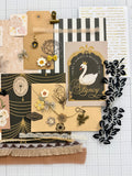 Swans - Beige - Black Celebrate - Junk Journal or Scrapbook Kit  - Only 1 Available