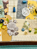 Floral - Blue - Yellow - Cream - Junk Journal Kit  - Only 1 Available