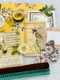 Floral - Blue - Yellow - Cream - Junk Journal Kit  - Only 1 Available