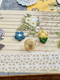 Floral - Blue - Yellow - Cream - Junk Journal Kit  - Only 1 Available