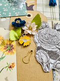 Floral - Blue - Yellow - Cream - Junk Journal Kit  - Only 1 Available