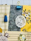 Floral - Blue - Yellow - Cream - Junk Journal Kit  - Only 1 Available