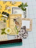 Floral - Blue - Yellow - Cream - Junk Journal Kit  - Only 1 Available