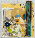 Floral - Blue - Yellow - Cream - Junk Journal Kit  - Only 1 Available