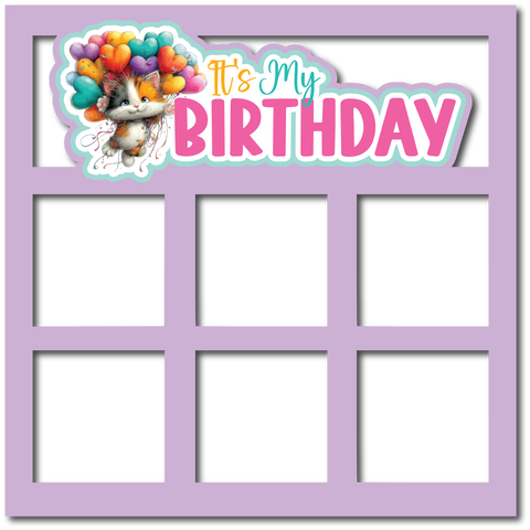 It's My Birthday - 6 Squares Frames - Scrapbook Page Layered Overlay Kit