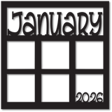 January - 6 Square Frames - Scrapbook Page Overlay - Choose a Color