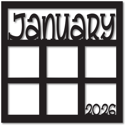 January - 6 Square Frames - Scrapbook Page Overlay - Choose a Color