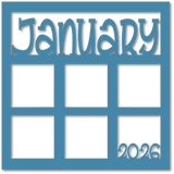 January - 6 Square Frames - Scrapbook Page Overlay - Choose a Color