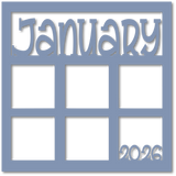 January - 6 Square Frames - Scrapbook Page Overlay - Choose a Color