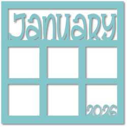 January - 6 Square Frames - Scrapbook Page Overlay - Choose a Color
