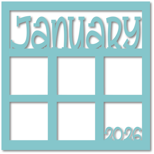 January - 6 Square Frames - Scrapbook Page Overlay - Choose a Color