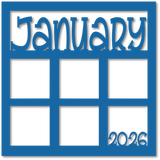 January - 6 Square Frames - Scrapbook Page Overlay - Choose a Color