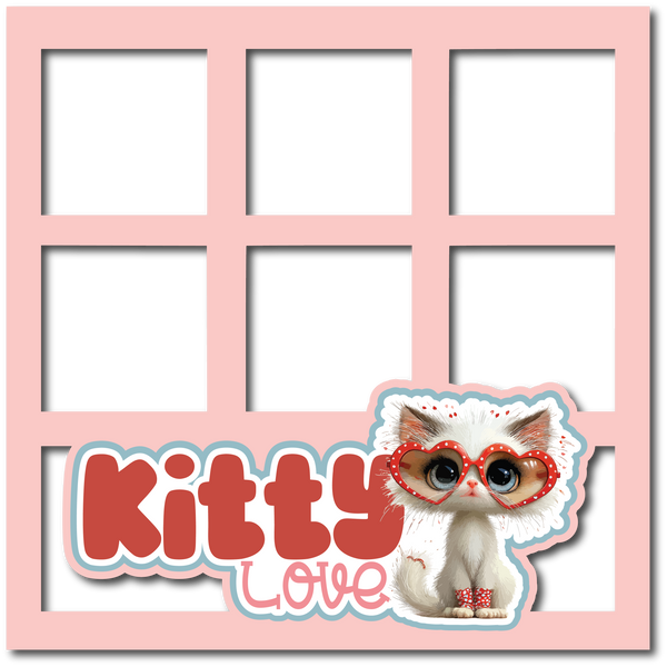 Kitty Love - 6 Square Frames - Scrapbook Page Layered Overlay Kit