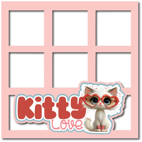 Kitty Love - 6 Square Frames - Scrapbook Page Layered Overlay Kit