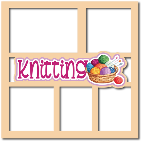 Knitting - 5 Frames - Scrapbook Page Layered Overlay Kit