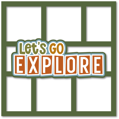 Let's Go Explore - 6 Frames - Scrapbook Page Layered Overlay Kit