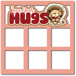 Love Your Hugs - 6 Square Frames - Scrapbook Page Layered Overlay Kit