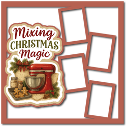 Mixing Christmas Magic - 4 Frames - Scrapbook Page Layered Overlay Kit