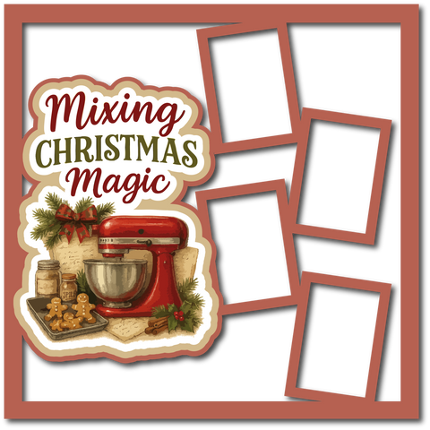 Mixing Christmas Magic - 4 Frames - Scrapbook Page Layered Overlay Kit