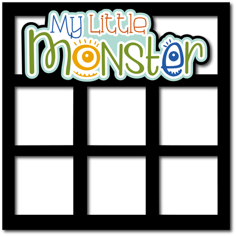 My Little Monster - 6 Square Frames - Scrapbook Page Layered Overlay Kit