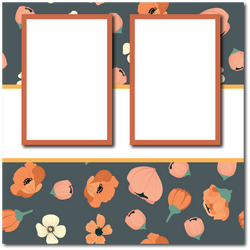 Peach Florals - 2 Frames - Blank Printed Scrapbook Page 12x12 Layout