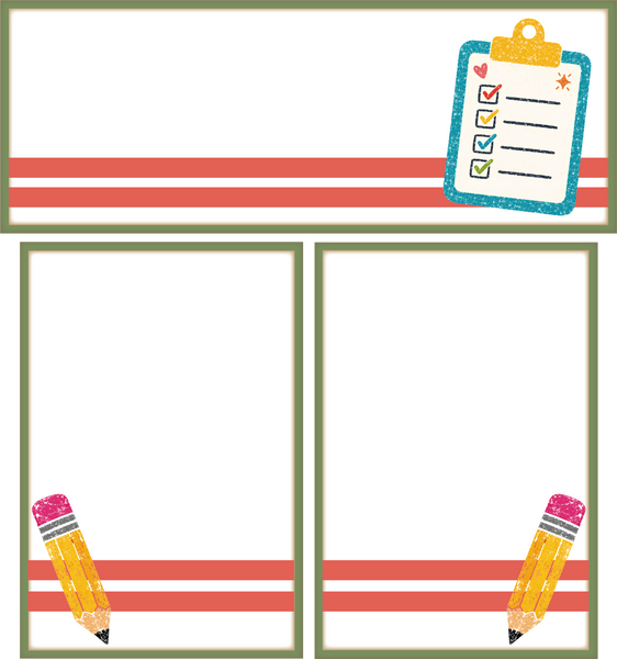 School Checklist and Pencils - Scrapbook Page Photo Mat Set