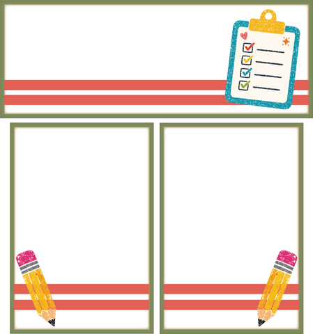School Checklist and Pencils - Scrapbook Page Photo Mat Set