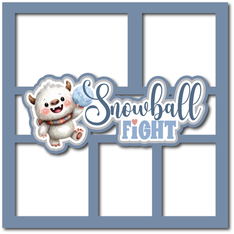 Snowball Fight - 5 Frames - Scrapbook Page Layered Overlay Kit