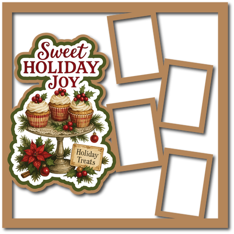 Sweet Holiday Joy - 4 Frames - Scrapbook Page Layered Overlay Kit
