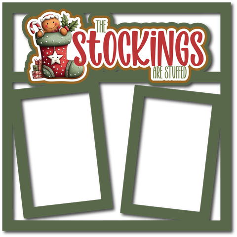 The Stockings are Stuffed - 2 Frames - Scrapbook Page Layered Overlay Kit
