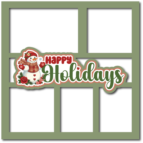 Happy Holidays - 5 Frames - Scrapbook Page Layered Overlay Kit