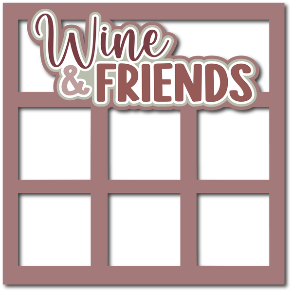 Wine & Friends - 6 Squares Frames - Scrapbook Page Layered Overlay Kit